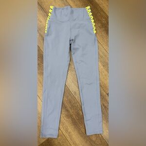 Fabletics Gray Leggings with Yellow Accent